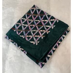 VTG House of Cards Silk Scarf Korea Emerald Green 34x34 Square Poker Neck Wrap